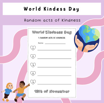 Preview of World Kindness Day | 5 Random Acts of Kindness | November | Writing Activity