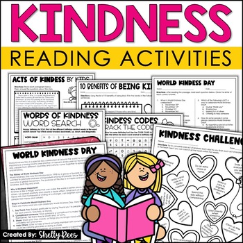 Preview of World Kindness Day Activities Reading Passage Coloring Pages