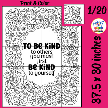 Preview of World Kindness Day Collaborative Classroom Poster - Be Kind, Mental Health decor