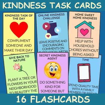 Preview of World Kindness Day  Task Flash Cards | Be Kind Task Cards
