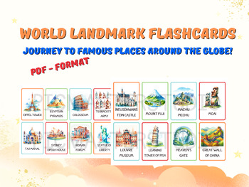 Preview of World Landmark Flashcards for Kids: Discover Global Wonders! Fun & Educational C
