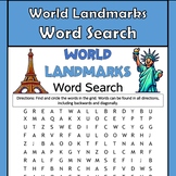 World Landmarks - Word Search (Activity, Worksheet, Puzzle