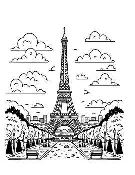 Preview of World Landmarks and Monuments- Coloring for Classroom Community- 8 Pages