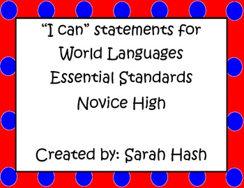 Preview of World Language Essential Standards Novice High "I Can" Statement Posters French