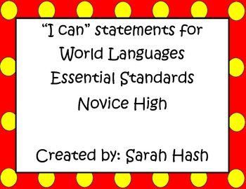Preview of World Language Essential Standards Novice High "I Can" Statement Posters Spanish