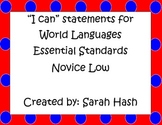 World Language Essential Standards Novice Low "I Can" Stat