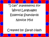 World Language Essential Standards Novice Mid "I Can" Stat