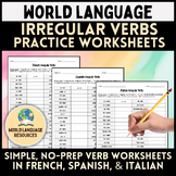 World Language Irregular Verbs Practice Worksheets - Frenc