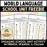 World Language School Unit Freebie - Spanish, French, Italian