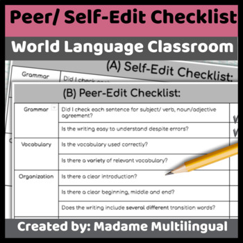 Preview of World Language Self and Peer Edit Checklist
