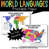 World Languages Maps Printable Posters