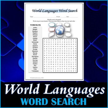 Preview of World Languages Word Search Puzzle