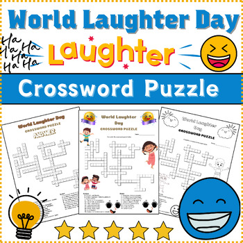 Preview of World Laughter Day Crossword Puzzle Activity Worksheet Game Color⭐B/W⭐No Prep⭐