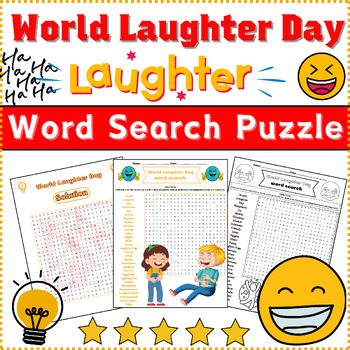 Preview of World Laughter Day Word Search Puzzle Activity Worksheet Color & B/W ⭐No Prep⭐
