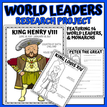Preview of World Leaders and Monarchs Research Graphic Organizers Bundle