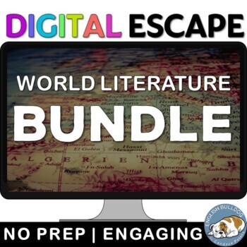 Preview of World Literature Digital Escape Room Review Game Activity Bundle