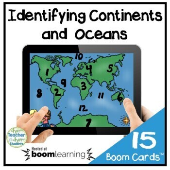 Preview of World Map Boom Cards: Continents & Oceans {Digital Task Cards}