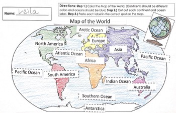 7 Continents And 5 Oceans Map Worksheets Teaching Resources Tpt