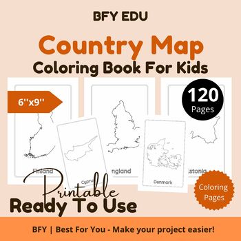 Preview of Country Map*Coloring Pages For Kids 6x9'' 120 pages