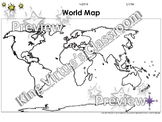 World Map: Continents and Oceans - Blank - Full Page - Kin