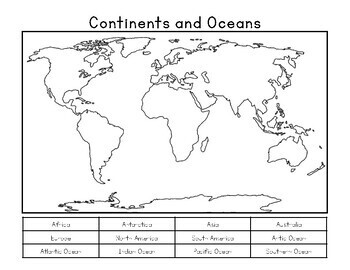 World Map: Continents and Oceans (Color and Label Blank Map) | TPT