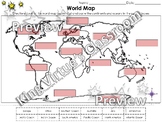 World Map: Continents and Oceans Cut and Paste Activity - 