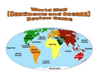 Preview of World Map (Continents and Oceans) Review Game - Promethean Flipchart