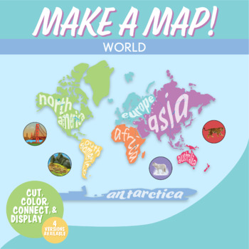 Preview of World Map Interactive Bulletin Board Geography Activity | Continents Wall Map