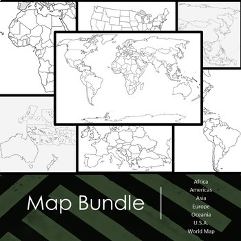 Preview of World Map Labeling Activity Bundle