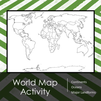 Preview of World Map Labeling Activity and Lesson Plan