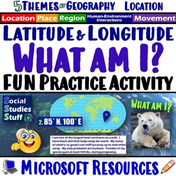 Preview of FUN Latitude Longitude Practice Activity | Geography Location Clues | Microsoft