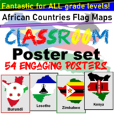 World Map Posters | 54 African Flag Map Geography Posters 