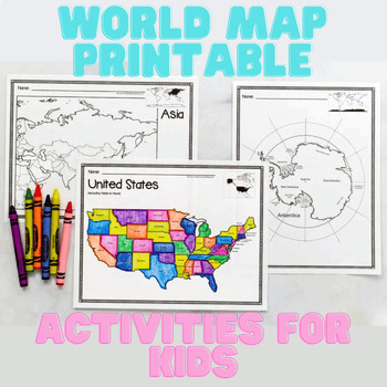 World Map Printable,ACTIVITIES FOR KIDS, Coloring ,Countries | TPT