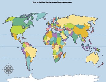 World Map Printable Activities For Kids Distance Learning Coloring Countries