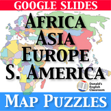 World Map Puzzles Bundle Continents Google Slides ESL ELL 