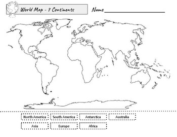 World Map Seven Continents Worksheet - 7 Continents Cut & Paste by ...