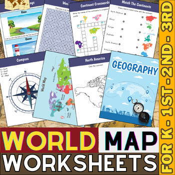 Preview of World Map Skills Worksheets | Continents and Oceans | Geography Activities