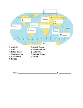 World Map Test Practice by Goal Getters  Teachers Pay Teachers