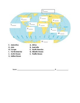 World Map Test Practice B by Patty Cellar | TPT