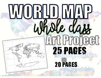 Preview of World Map Whole CLASS Art Project! Just PRINT & DECORATE! Ü