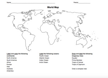 World Map Worksheet by Mrs in the Middle | TPT