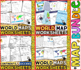 World Map Worksheets | Continents and Oceans Blank Map | 1