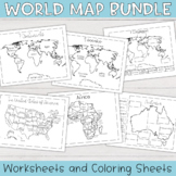World Map Worksheets and Coloring Pages | 7 Continents and Oceans