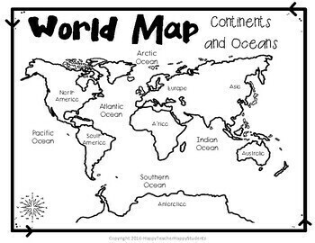 World Map World Map Quiz Test And Map Worksheet 7 Continents And 5 Oceans