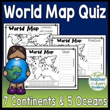 World Map World Map Quiz Test And Map Worksheet 7 Continents And 5 Oceans