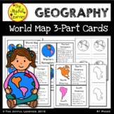 World Map and Continents 3-Part Cards & Book Making Master