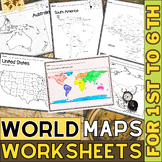 World Map with Countries | Continents and Oceans Blank Map