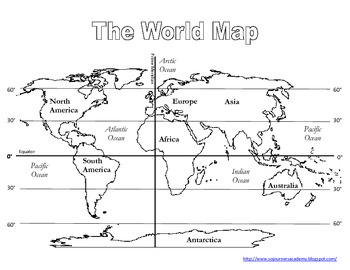World Map/Mapa del Mundo for tracing and or drawing by Anna Long Slade