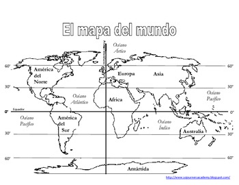 Preview of World Map/Mapa del Mundo for tracing and or drawing