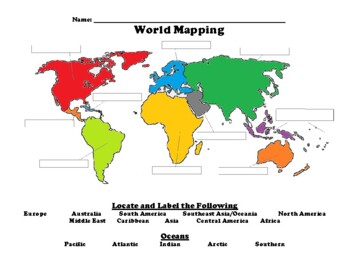 World Mapping Worksheet by Northeast Education | TpT